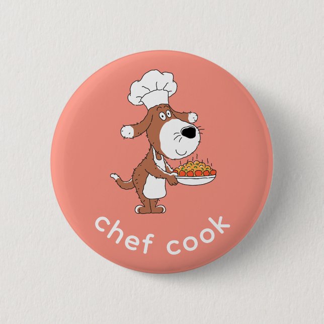 Chef Cook Cute Funny Dog Puppy Cartoon 6 Cm Round Badge (Front)