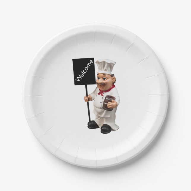 Chef cook - WELCOME menu card Paper Plate (Front)