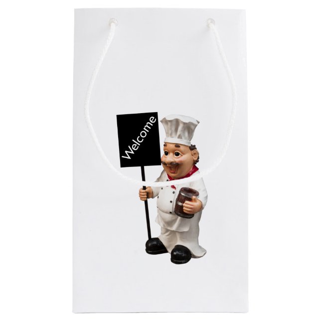 Chef cook - WELCOME menu card Small Gift Bag (Back)