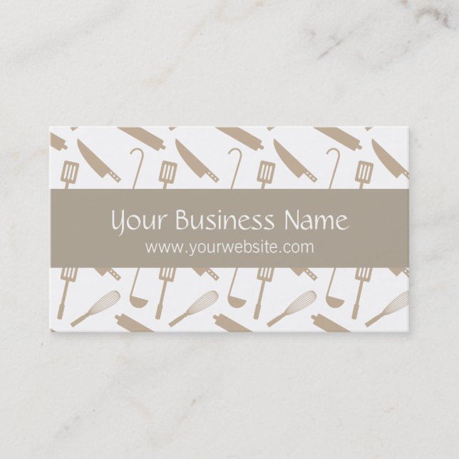 Chef Cooking Utensils, Catering Business Cards (Front)
