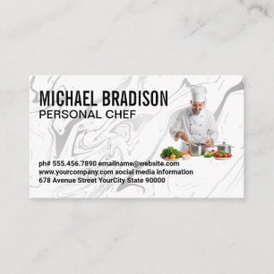 Chef Cooking with Ingredients Business Card