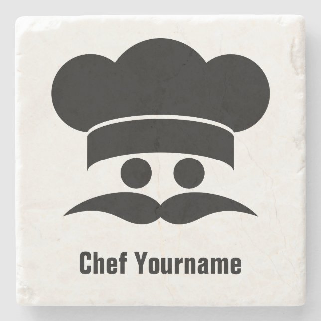 Chef custom colour & text stone coaster (Front)