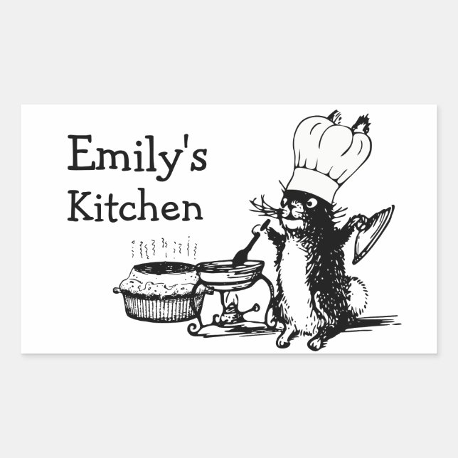 Chef Cute Bunny Rectangular Sticker (Front)