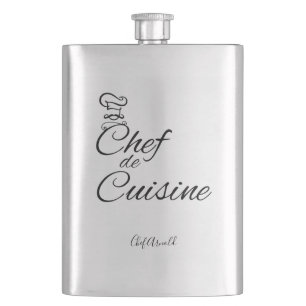 Chef de Cuisine Customisable Name Hip Flask