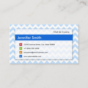 Chef de Cuisine - Modern Blue Chevron Business Card