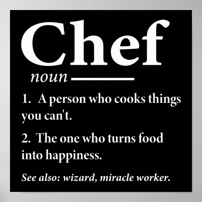 Chef Definition Funny Cooking Chef Poster (Front)