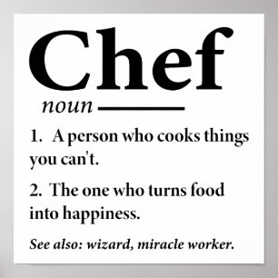Chef Definition Funny Cooking Chef Poster