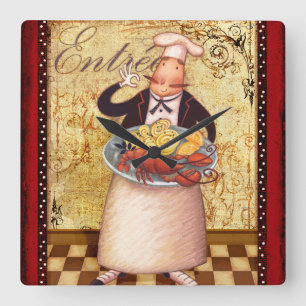 Chef Entrée Square Wall Clock