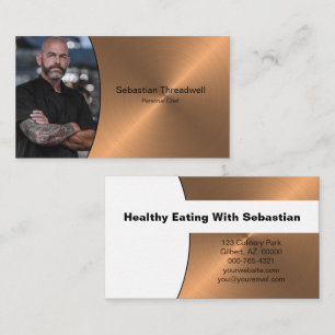 Chef Faux Brushed Copper Professional Photo  Business Card