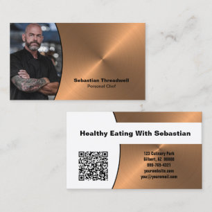 Chef Faux Copper Professional Photo QR Code  Business Card