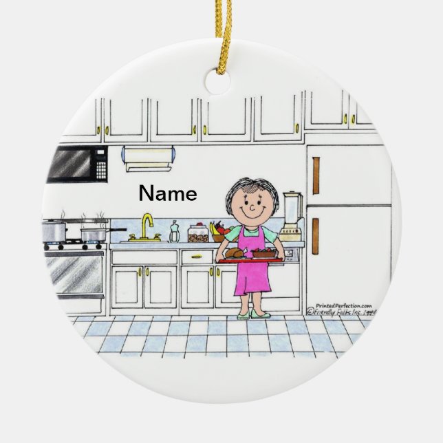 Chef - Female, no hat Ceramic Tree Decoration (Front)