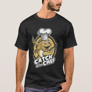 Chef Fish Catch Cooking Kitchen Humour Funny Retro T-Shirt
