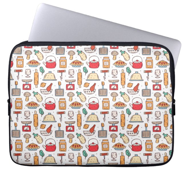 Chef Gift | No One Who Cooks Alone Laptop Sleeve (Front)