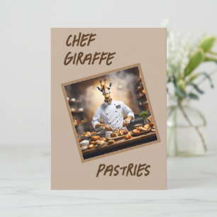 Chef Giraffe Bakes Pastries, Holiday Card