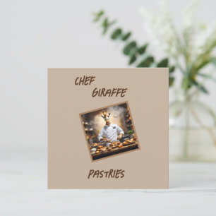 Chef Giraffe Bakes Pastries, Holiday Card