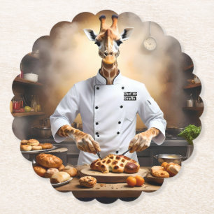 Chef Giraffe Bakes Pastries, Paper Coaster