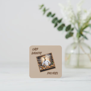 Chef Giraffe Bakes Pastries, Square Business Card