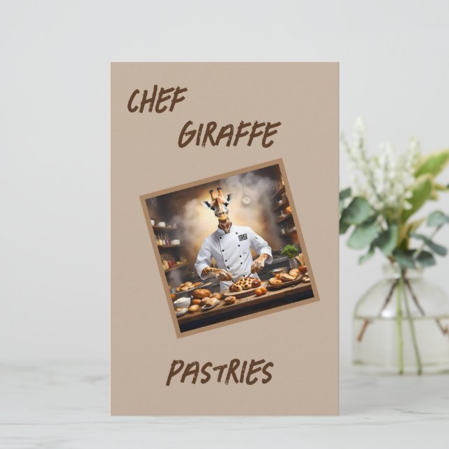 Chef Giraffe Bakes Pastries, Stationery (Standing Front)