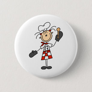 Chef Girl with Wooden Spoon Buttons