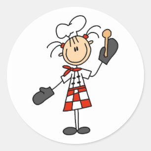 Chef Girl with Wooden Spoon Stickers