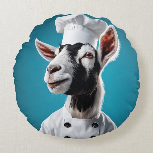 Chef Goat Round Cushion (Front)
