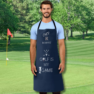 Chef & Golfer Black & White Custom Monogram Name  Apron