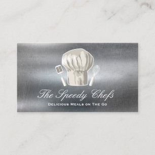 Chef Hat and Kitchen Tools   Metallic Business Card