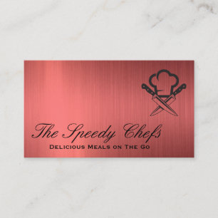 Chef Hat and Knives Catering Delivery Services Business Card