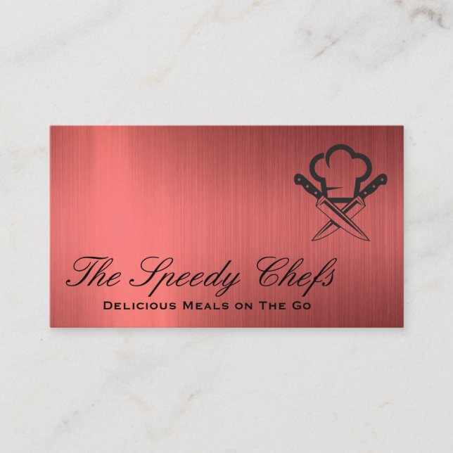 Chef Hat and Knives | Catering Delivery Services Business Card (Front)