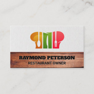 Chef Hat and Silverware Cook Logo Business Card
