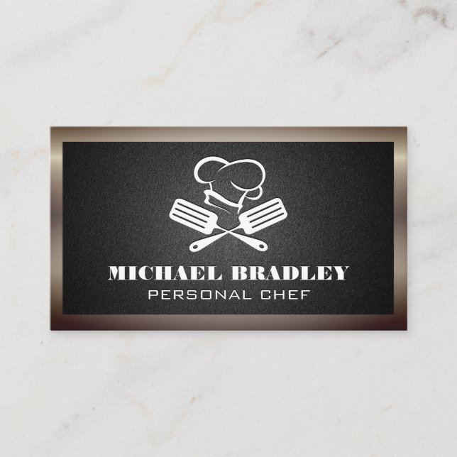 Chef Hat and Spatulas | Cooking Logo Business Card (Front)