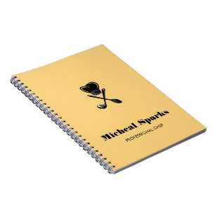 Chef hat and spoons silhouette beige notebook
