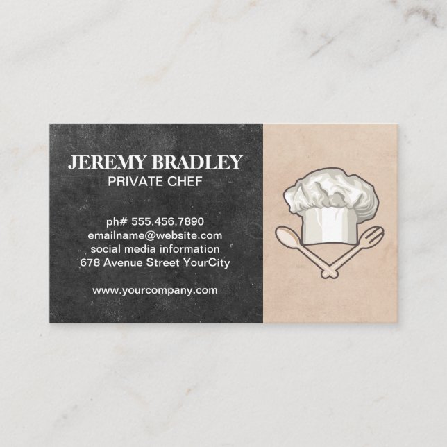 Chef Hat and Tools | Cooking Utensils Business Card (Front)