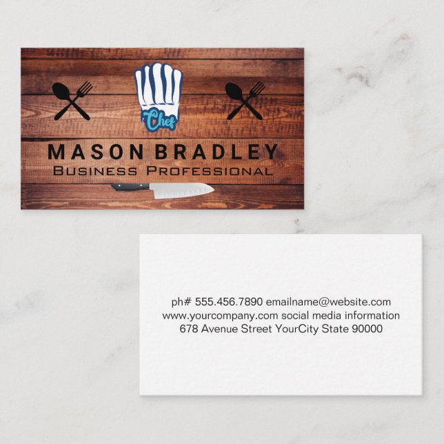 Chef Hat | Cooking Tools | Wood Business Card (Front/Back)