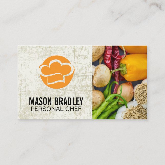 Chef Hat | Culinary Arts | Produce Vegetables  Business Card (Front)