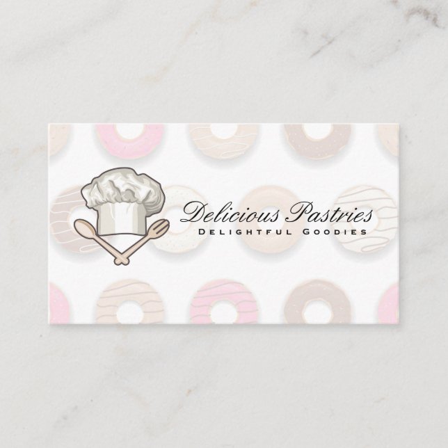 Chef Hat | Doughnut Pattern Business Card (Front)