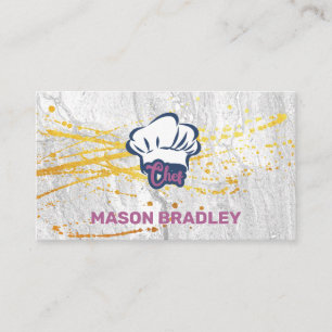 Chef Hat Gold Splatter Slate Business Card