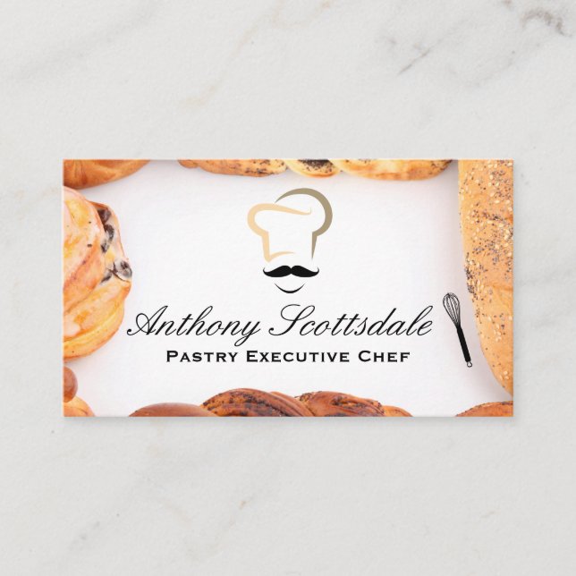 Chef Hat Icon | Pastries Business Card (Front)