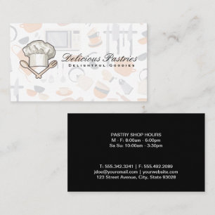 Chef Hat Logo Cooking Tools Pattern Business Card