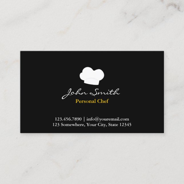 Chef Hat Logo Personal Chef Catering Business Card (Front)