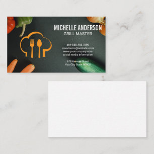 Chef Hat Spoon and Fork Logo Business Card