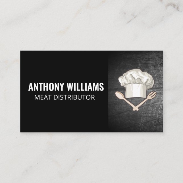 Chef Hat Spoon Fork Logo Business Card (Front)