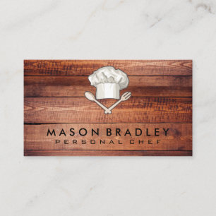 Chef Hat Utensils Wood Business Card