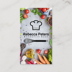 Chef Hat Whisk Fresh Vegetables Business Card