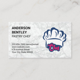 Chef Hat   White Marble  Business Card