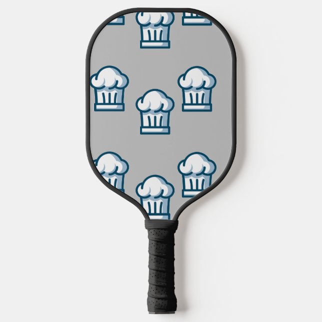 Chef hats on grey pickleball paddle (Front)