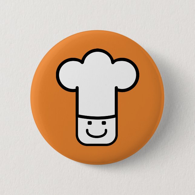 Chef Head 6 Cm Round Badge (Front)
