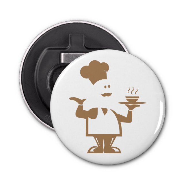 Chef holding a bowl of soup bottle opener (Front)