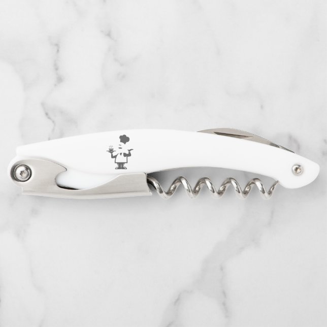 Chef holding a bowl of soup corkscrew (Front)