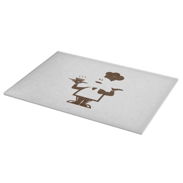 Chef holding a bowl of soup cutting board (Corner)